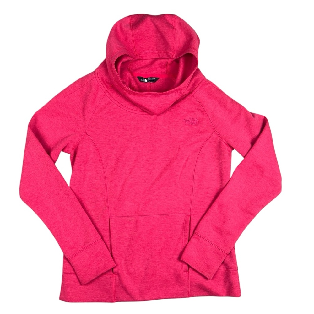 The North Face Hoodie Women’s Medium Pink Red Fleece Pullover Cowl Neck NF0A2T1E